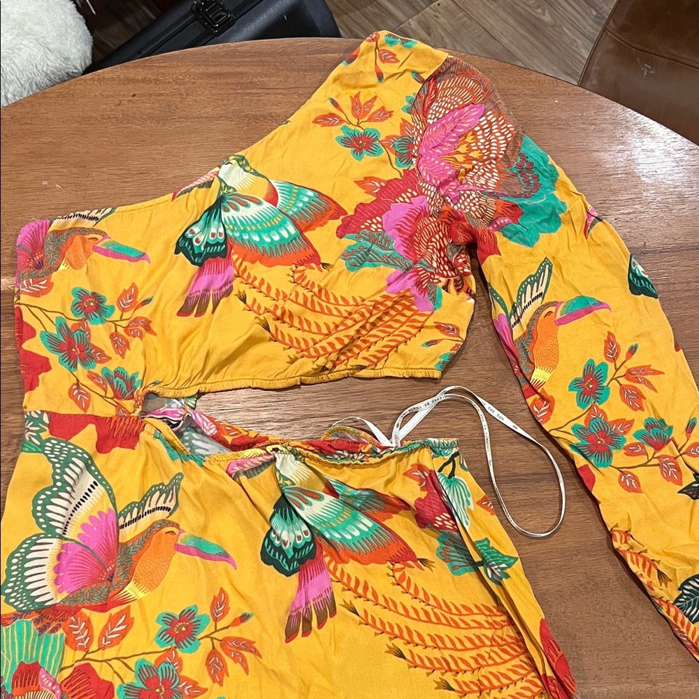 farm rio One-Shoulder Dress with Bird Print - Picture 2 of 11